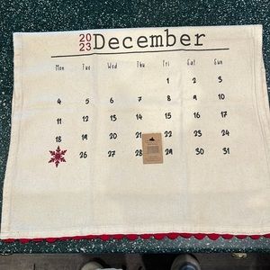 NWT Creative Co-op Tea Towel with December Calendar